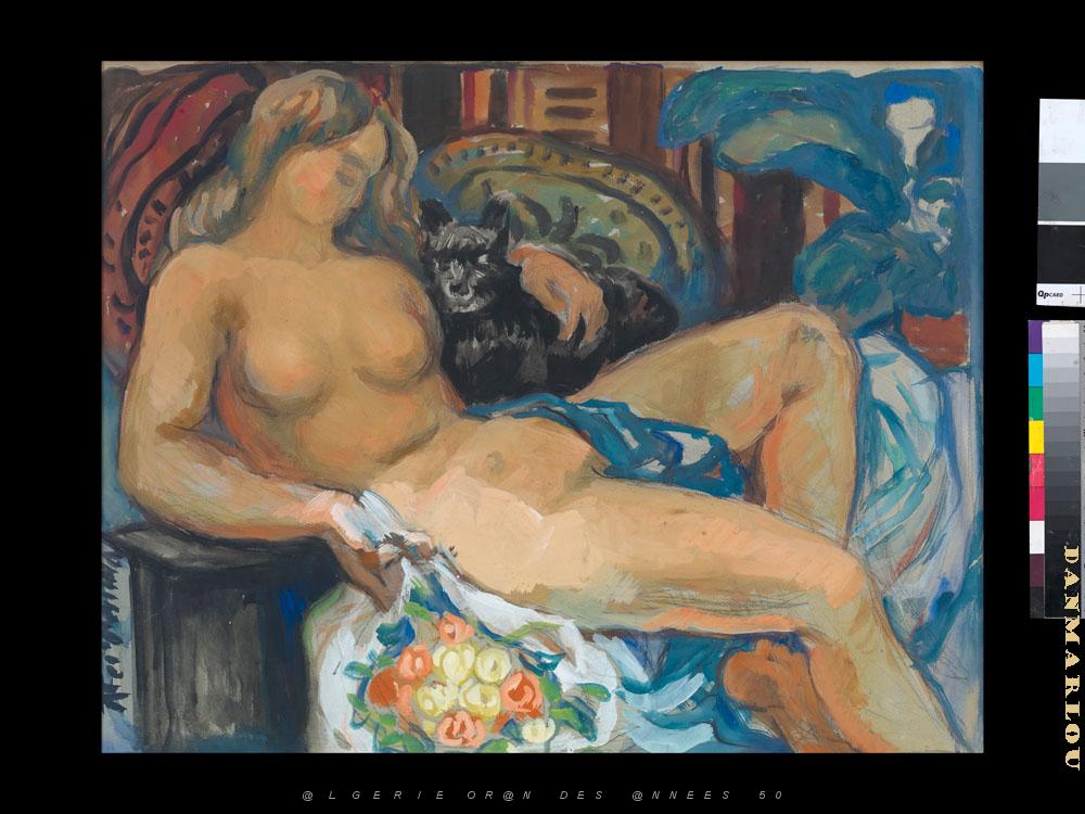 AUGUSTIN FERRANDO 1880-1957 26 - Odalisque au chat noir (vers 1940).jpg
